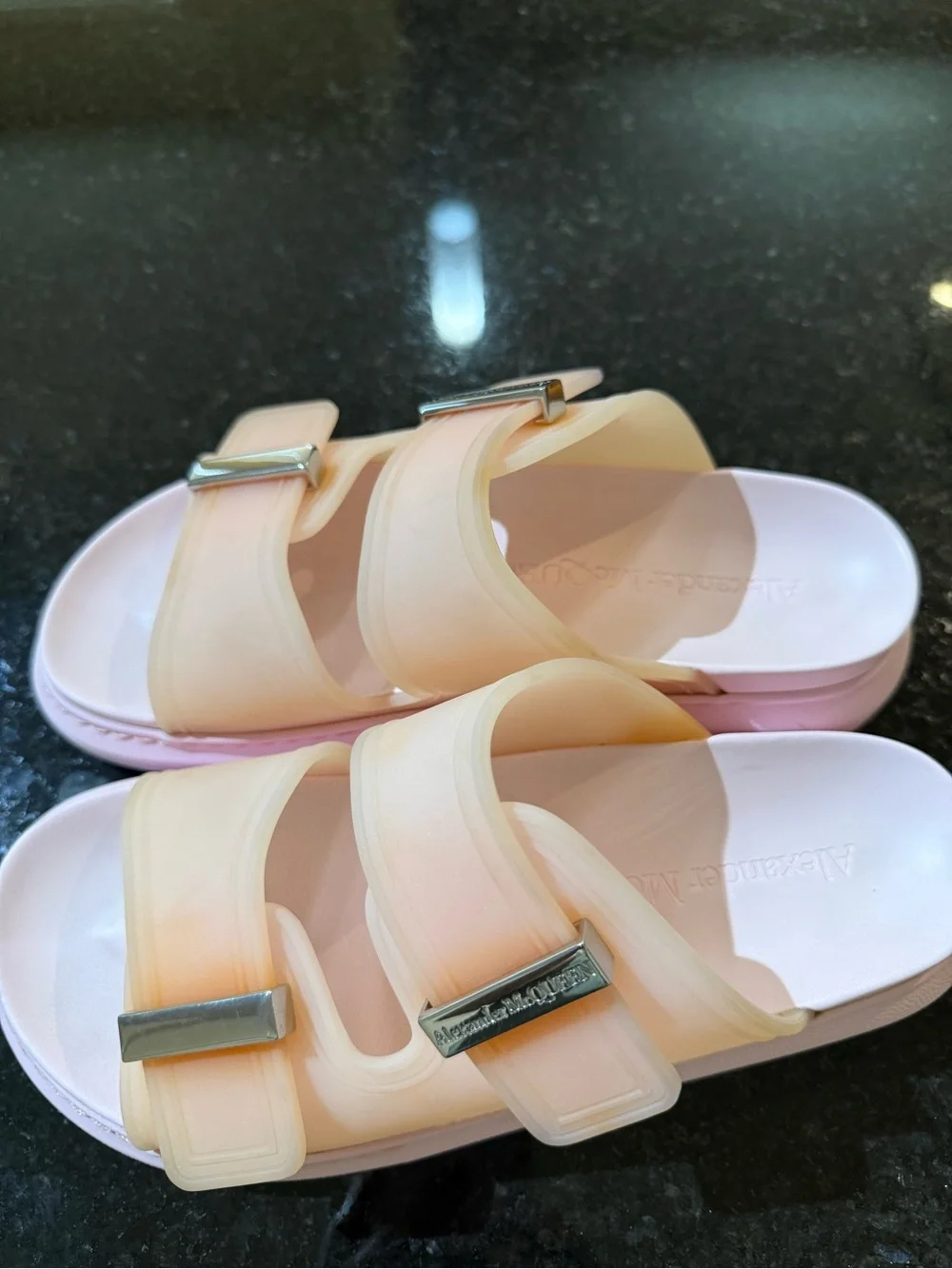 Alexander McQueen Peach to Pink Ombre Jelly Slide Sandals